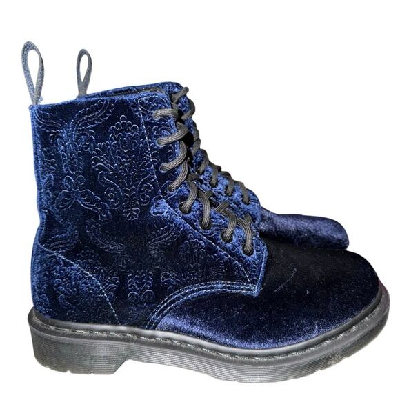 Dr. Martens 1460 Navy Brocade Velvet Lace-Up Combat Boots EU38 US7 Trending NEW - Picture 11 of 13